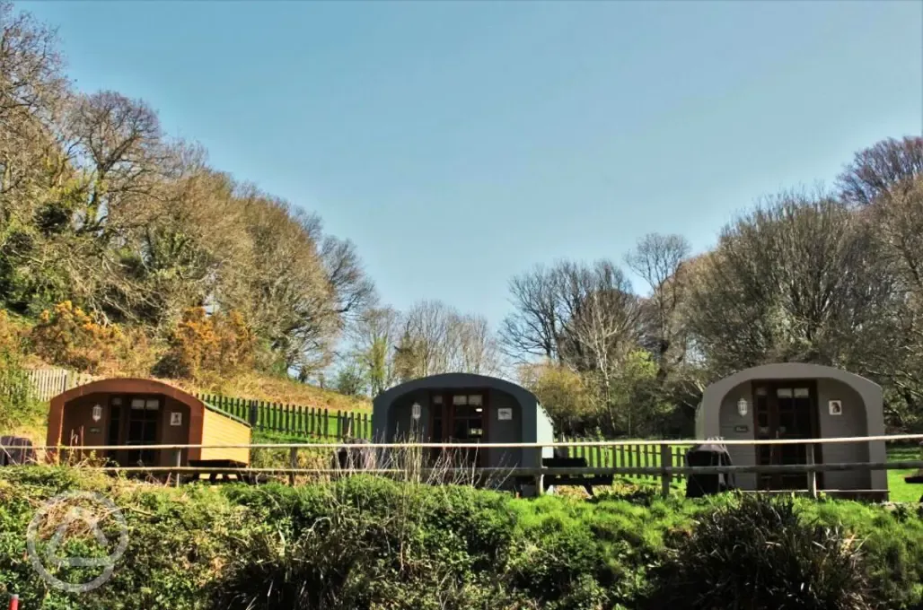 Waterside glamping pods