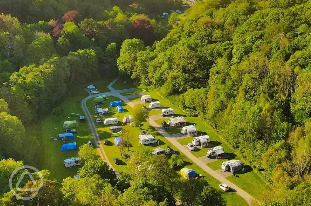 Aerial of grass and hardstanding pitches