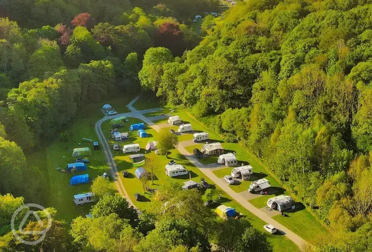 Aerial of grass and hardstanding pitches