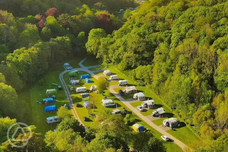 Aerial of grass and hardstanding pitches