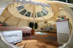 Snowdrop Stargazer bell tent interior Snowdrop Stargazer bell tent interior