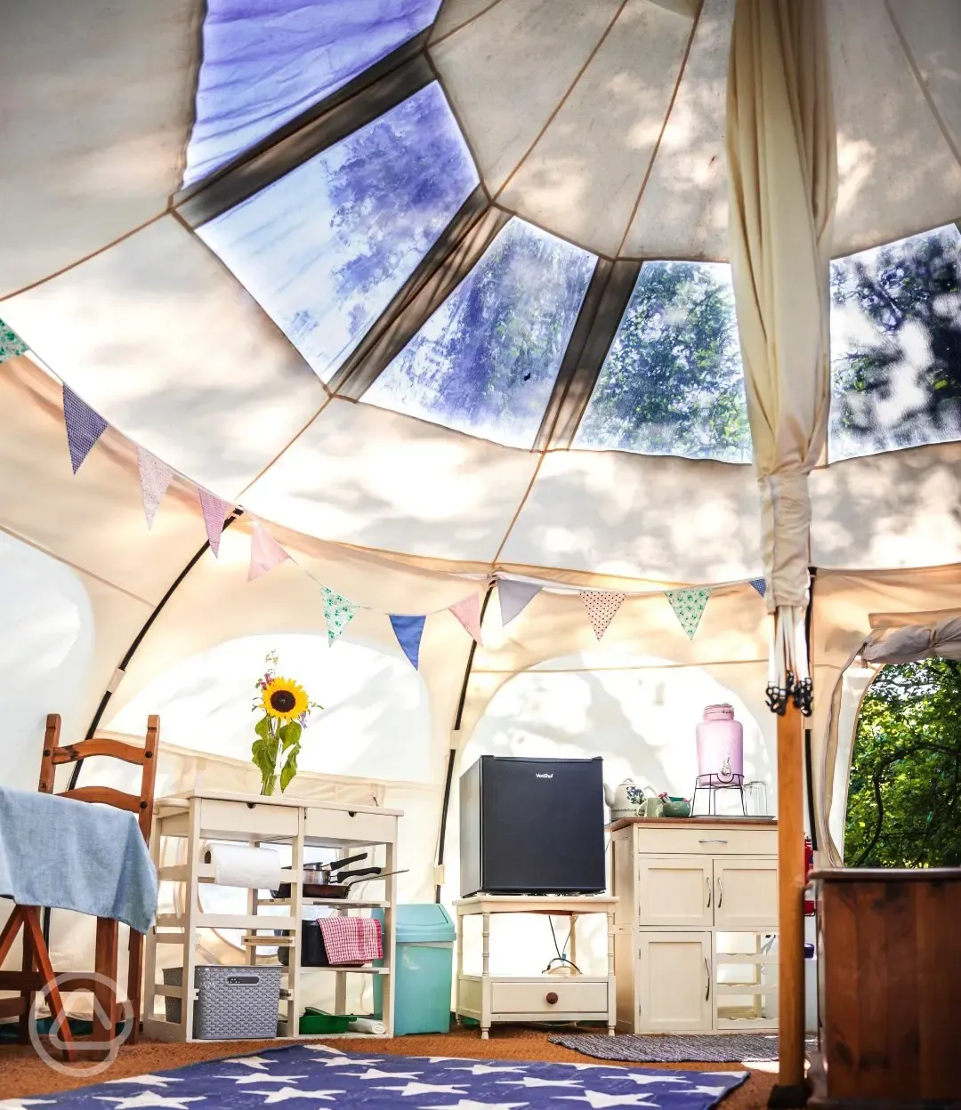 Snowdrop Stargazer bell tent interior