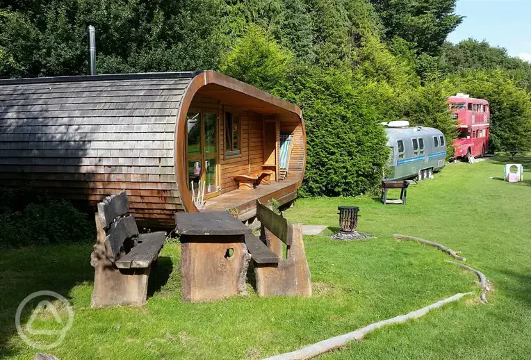 Curvy Cabin and Holiday Bus