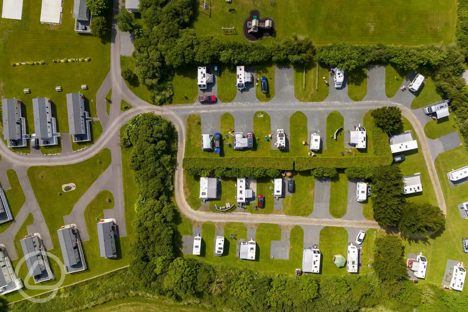 Birdseye view of the electric hardstanding pitches