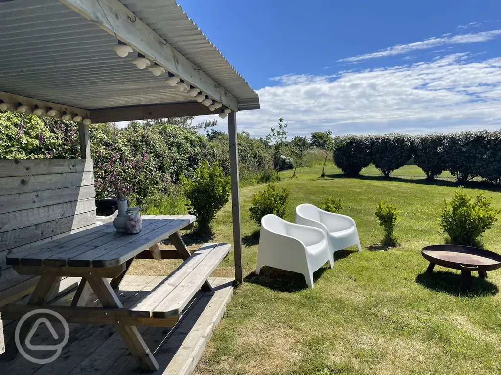 Bell tent seating area