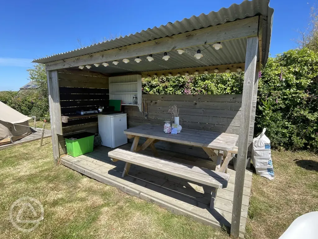 Bell tent private kitchen shelter