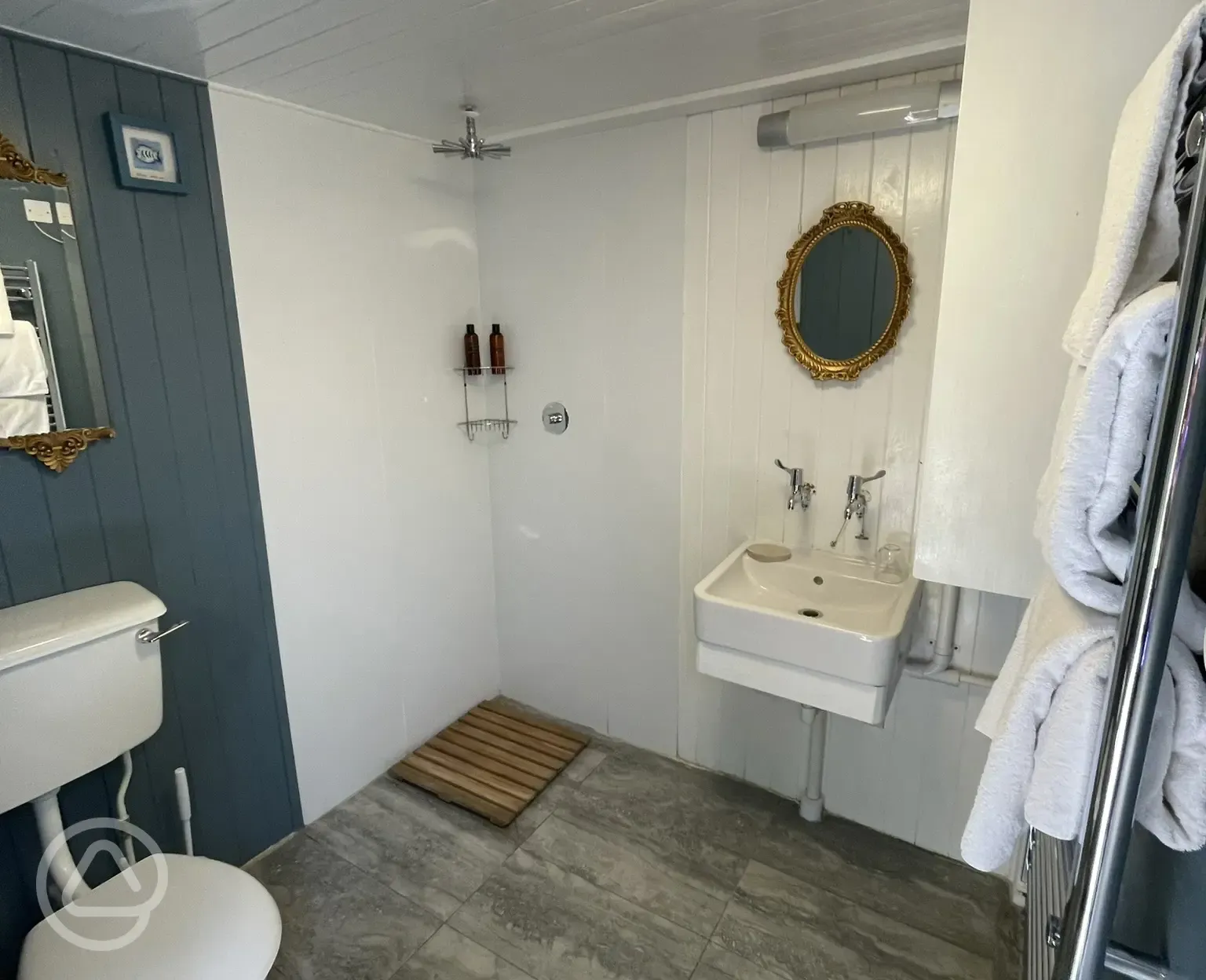 Shepherd's hut private bathroom