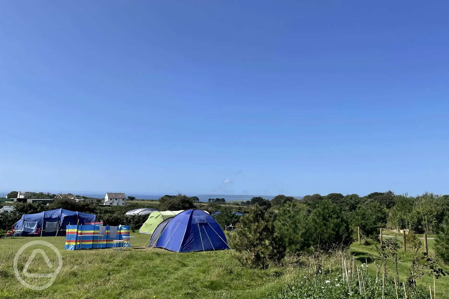 Grass pitches with sea views