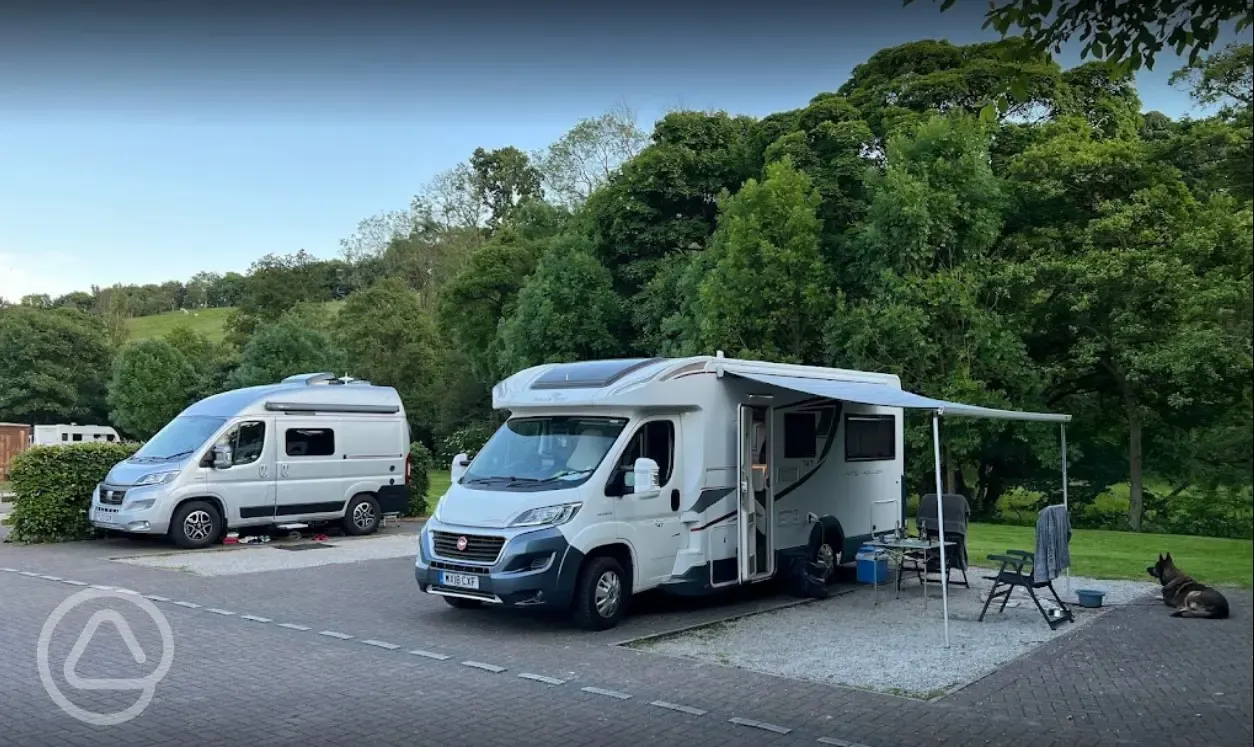 Hardstanding pitches with 16 amp electric and space for an awning