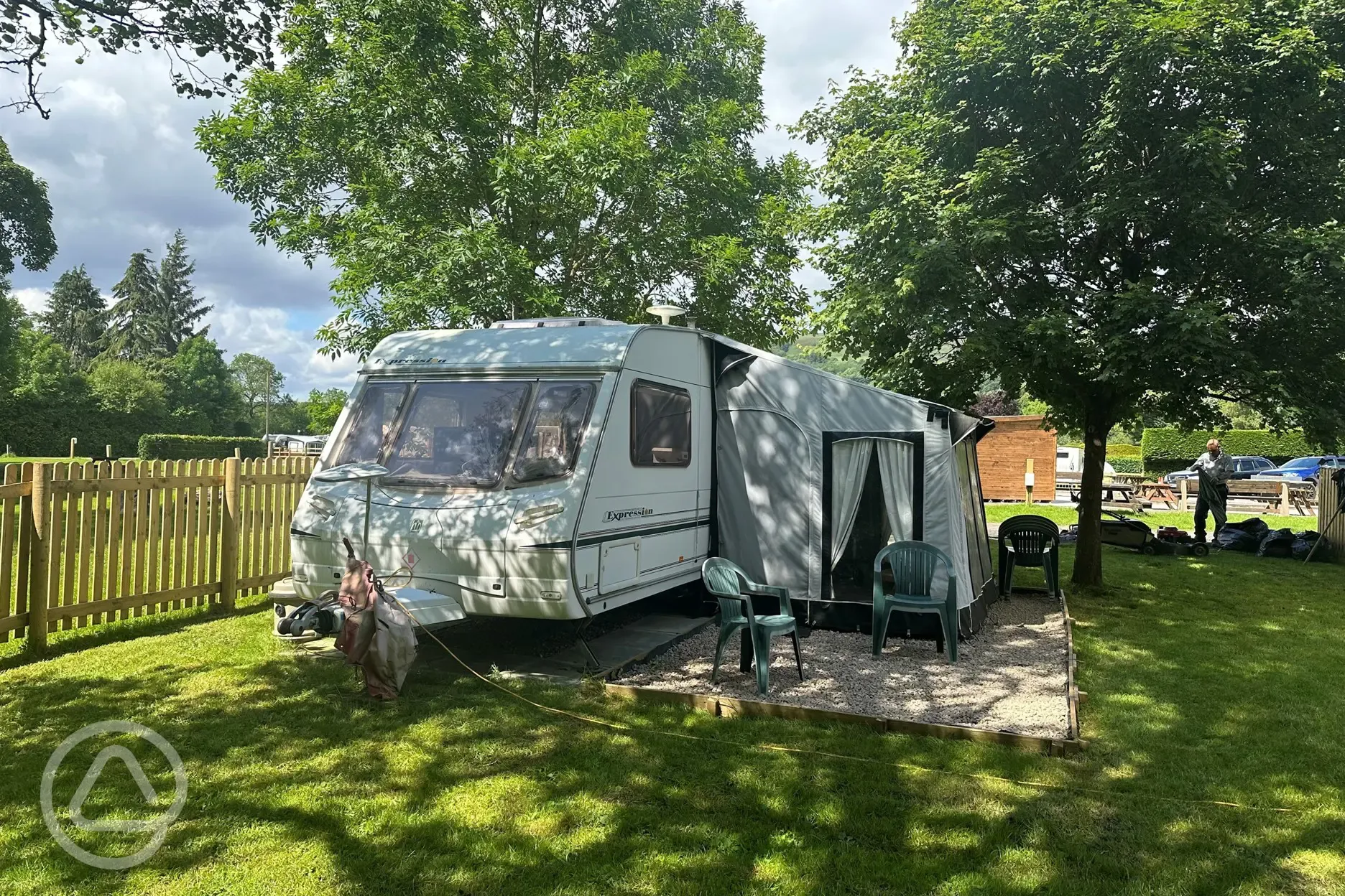 Hardstanding pitches surrounded by trees