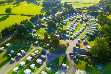 Aerial view of Laneside Caravan Park, surrounded by countryside