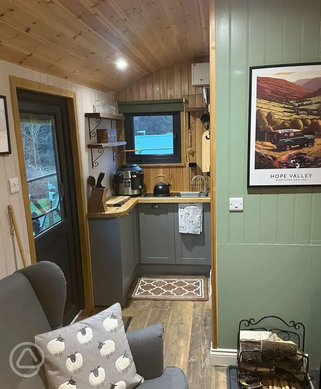 Jack's shepherd's hut kitchen area