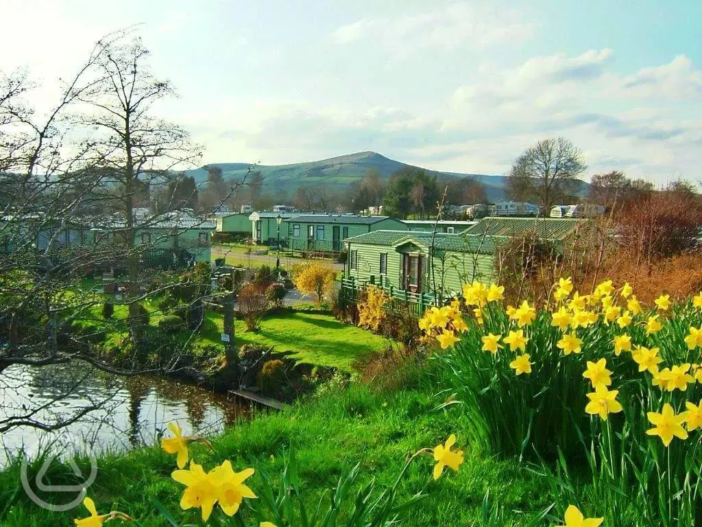 Static caravans with views of the Peak District