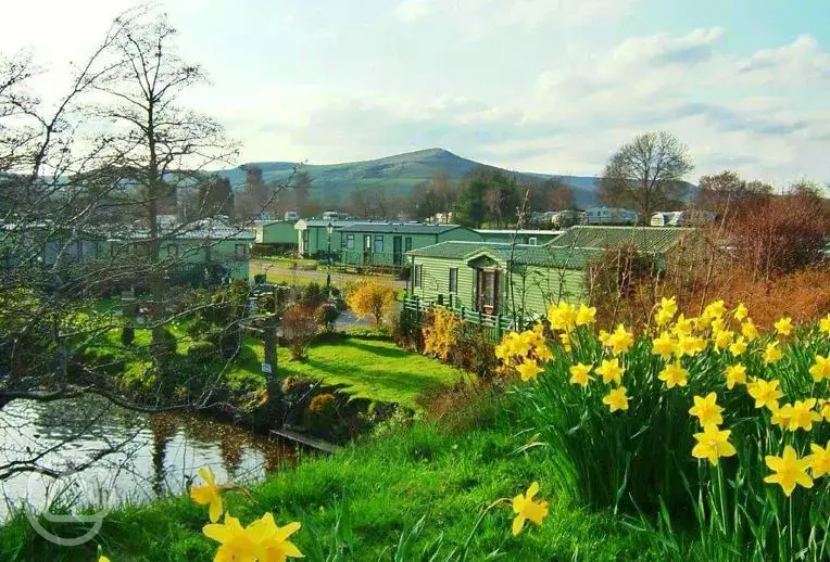 Static caravans with views of the Peak District
