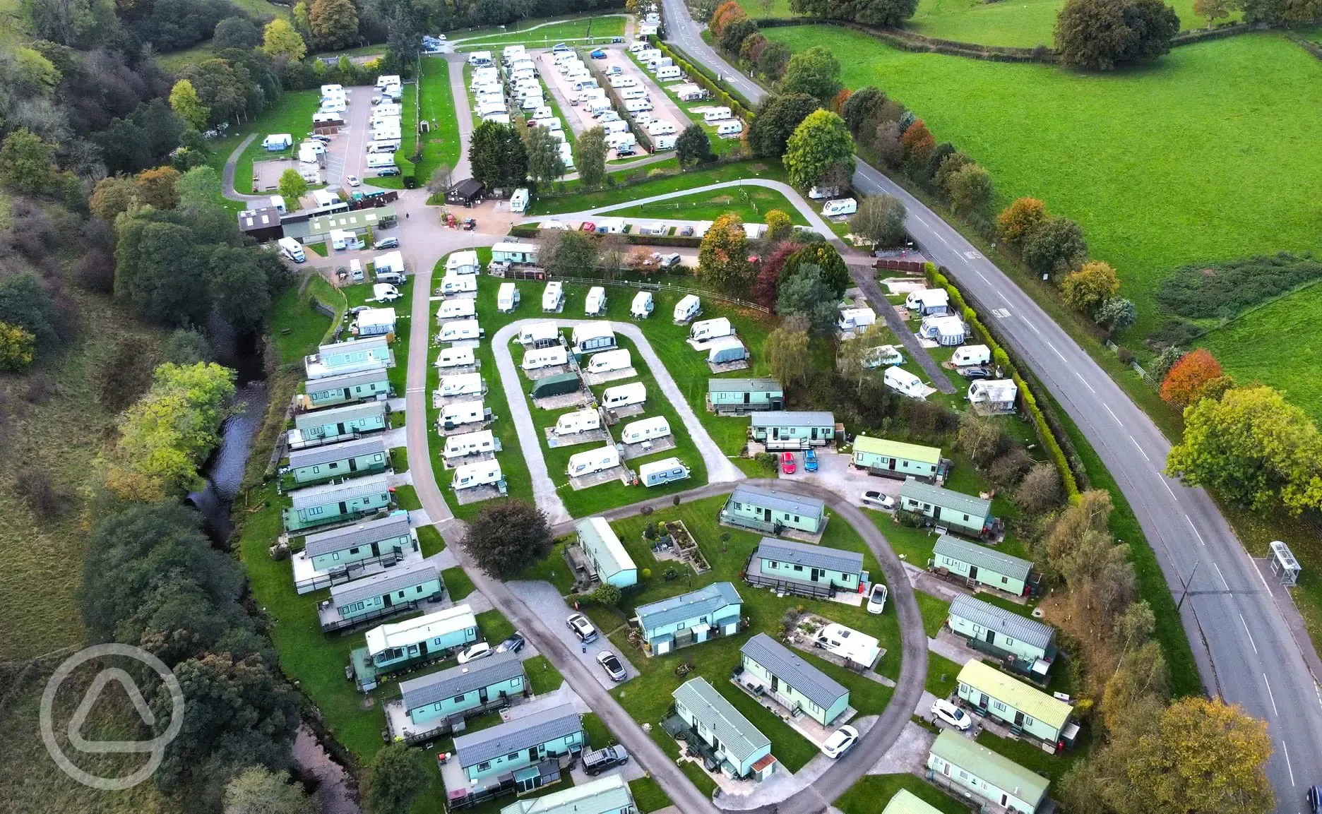 Aerial view of Laneside Caravan Park and surrounding fields