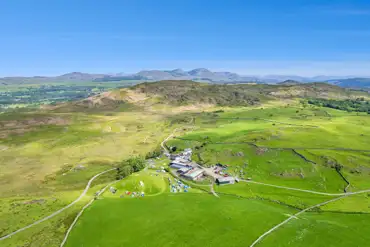 Aerial of Birchbank Camping Site with views of the fells