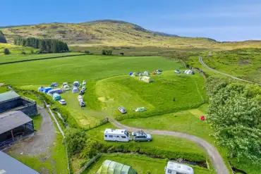 Aerial of Birchbank Camping Site with views of the fells