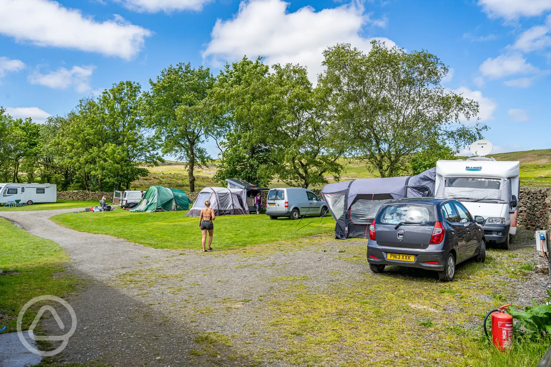 Electric grass pitches at Birchbank Camping Site (10 amp hook up)