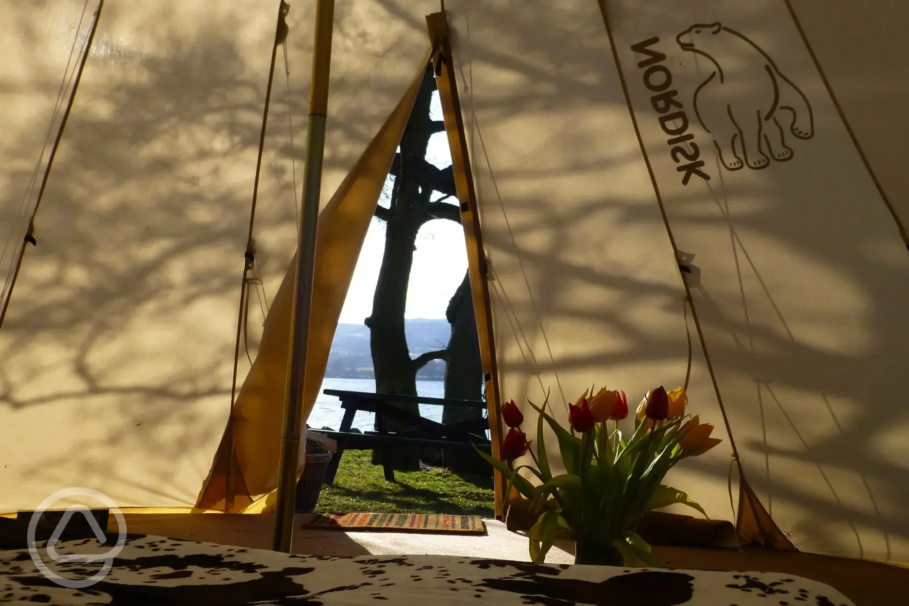 Looking out from our tipis 