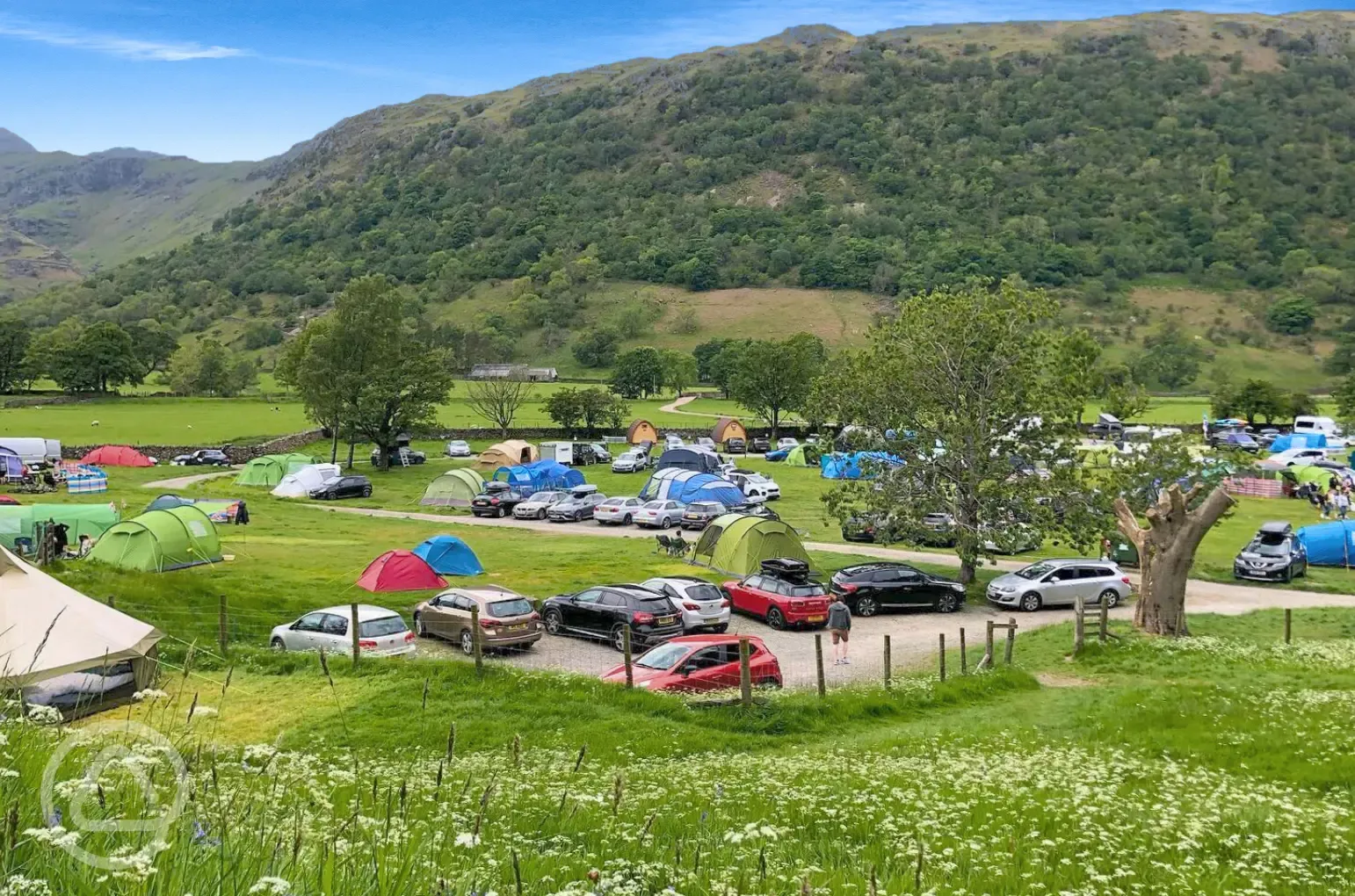 Overview of Sykeside Camping Park with mountain views