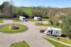 Aerial of the fully serviced hardstanding and grass touring pitches