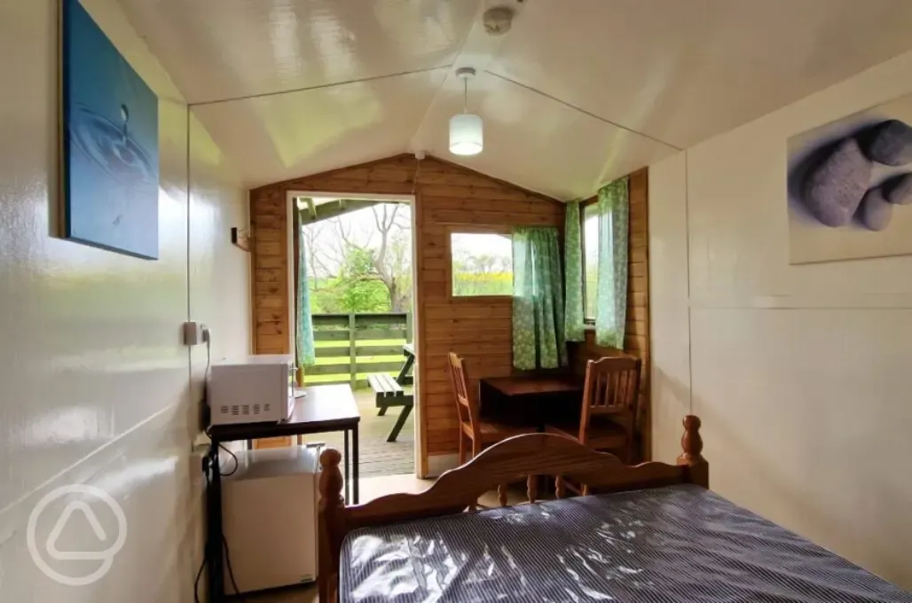 Glamping huts - two person interior