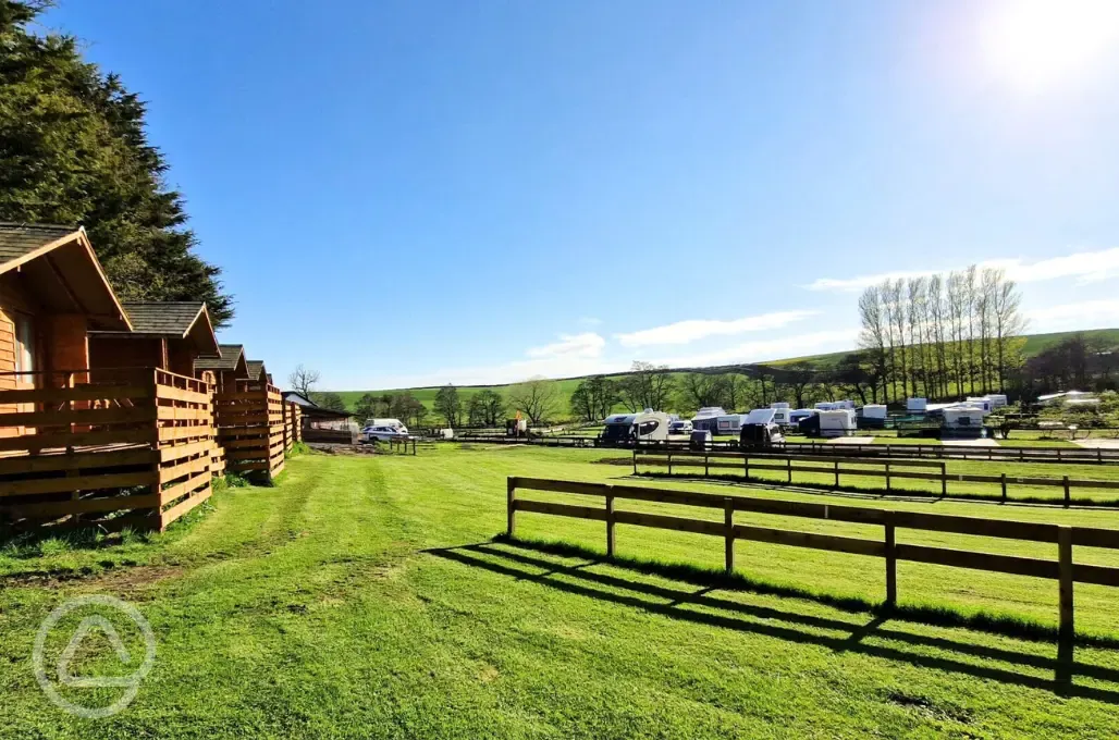 Hill View huts and camping pitches