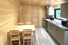 Pine/Ash lodge main living/kitchen/dining room