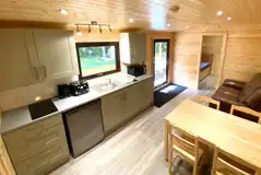 Pine/Ash lodge main living/kitchen/dining room