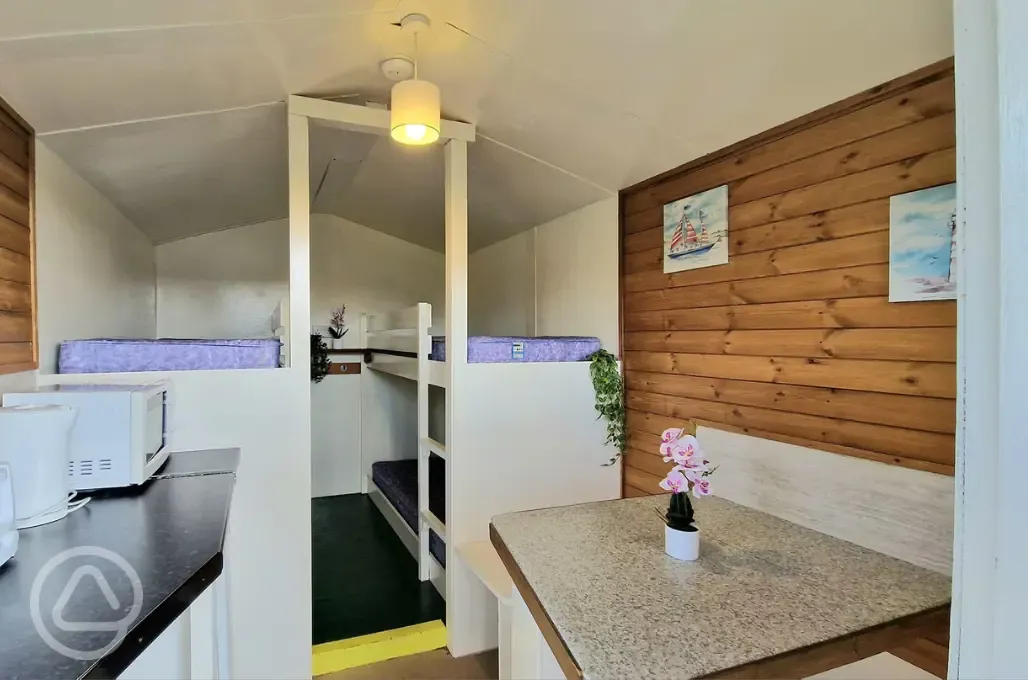 Glamping huts - four person interior