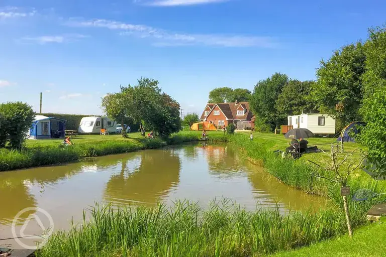 Electric grass pitches by the lake