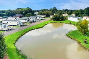 Aerial of the statics and fishing lake