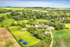 Aerial of the Three Horseshoes with an onsite pub