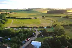 Aerial of Three Horseshoes with the camping meadow in the background