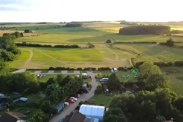 Aerial of Three Horseshoes with the camping meadow in the background