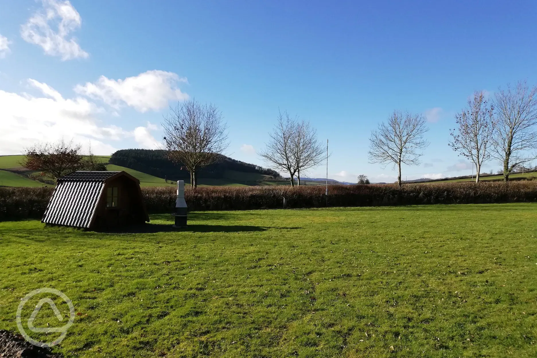Glamping pod and hills