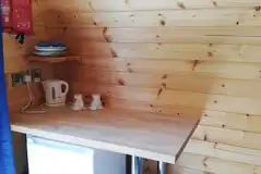 Premier camping pod fridge and worktop