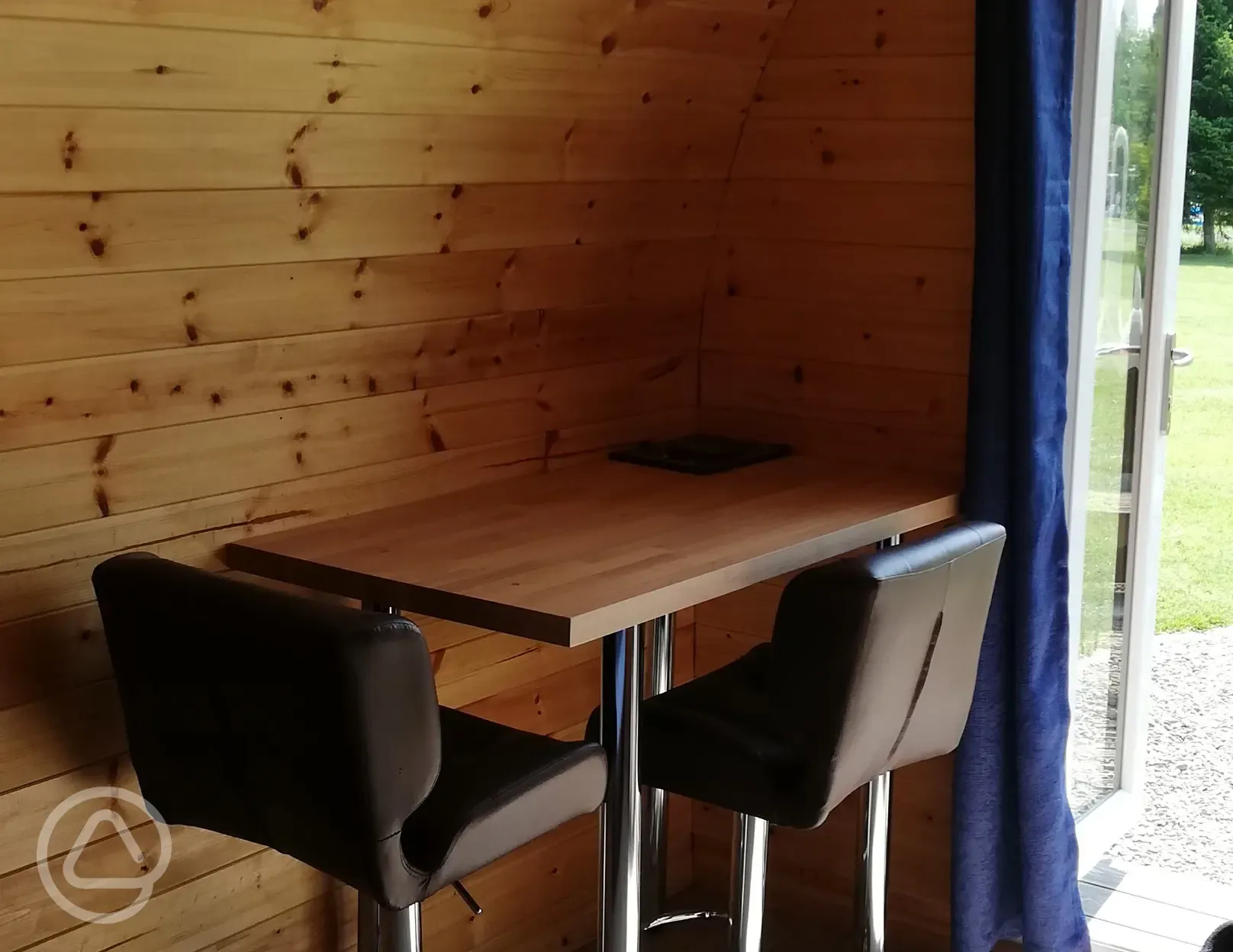 Premier camping pod breakfast bar and stools