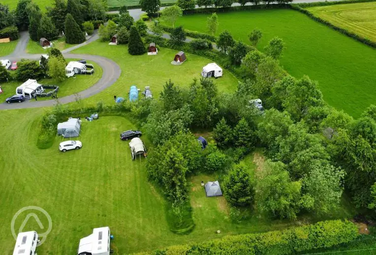 Bird's eye view of the campsite