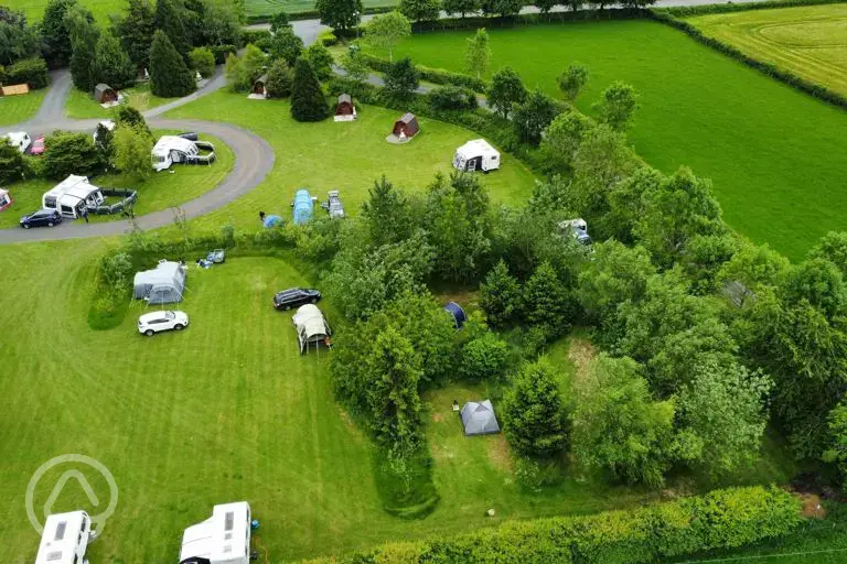 Bird's eye view of the campsite