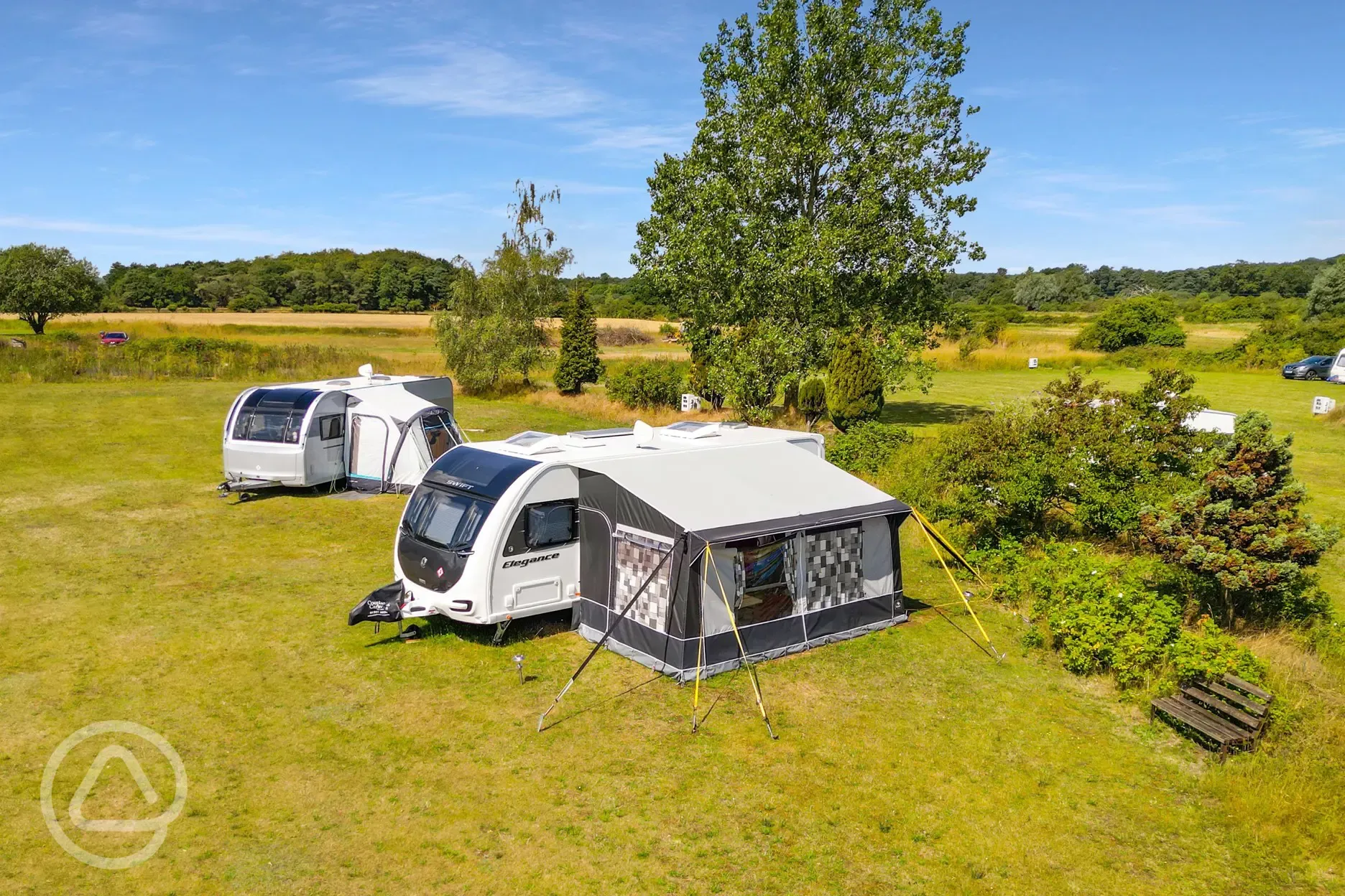 Caravan on optional electric grass pitches with awning space Caravan on optional electric grass pitches with awning space