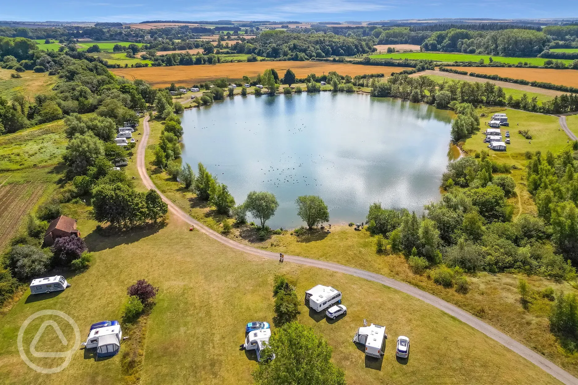 Aerial of the campsite and coarse fishing lake