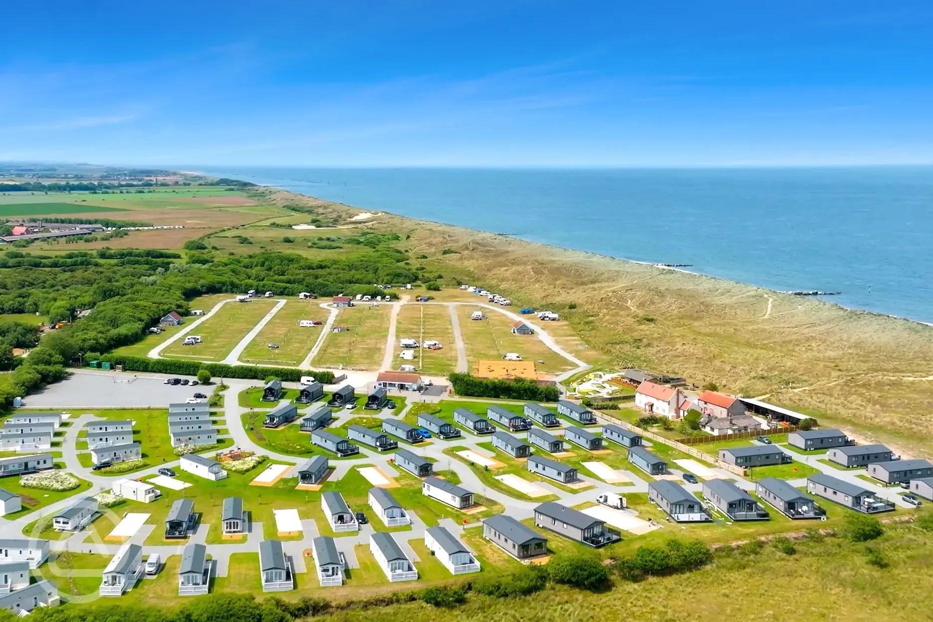 Aerial of the campsite and coast