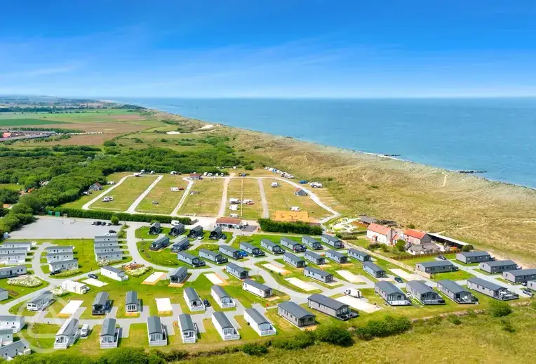 Aerial of the campsite and coast