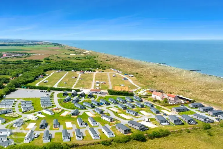 Aerial of the campsite and coast