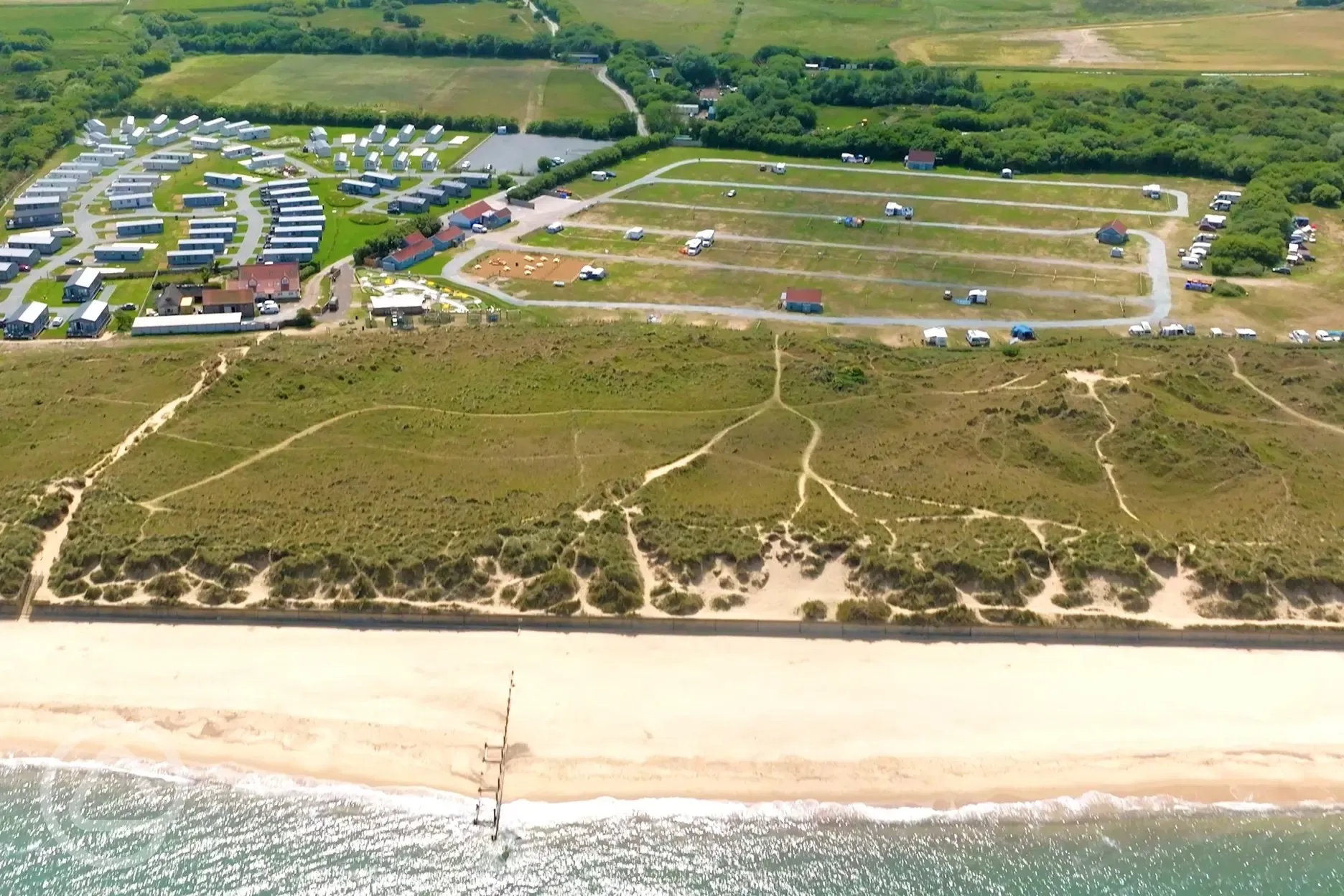 Aerial of the campsite and coast