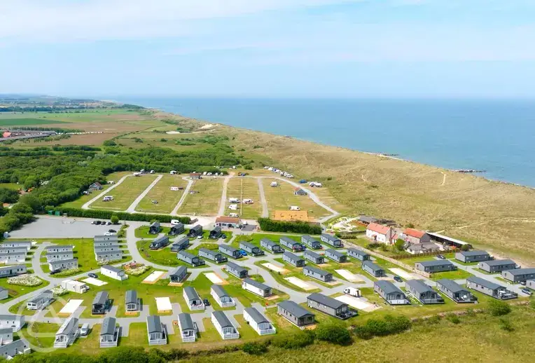 Aerial of the campsite and coast