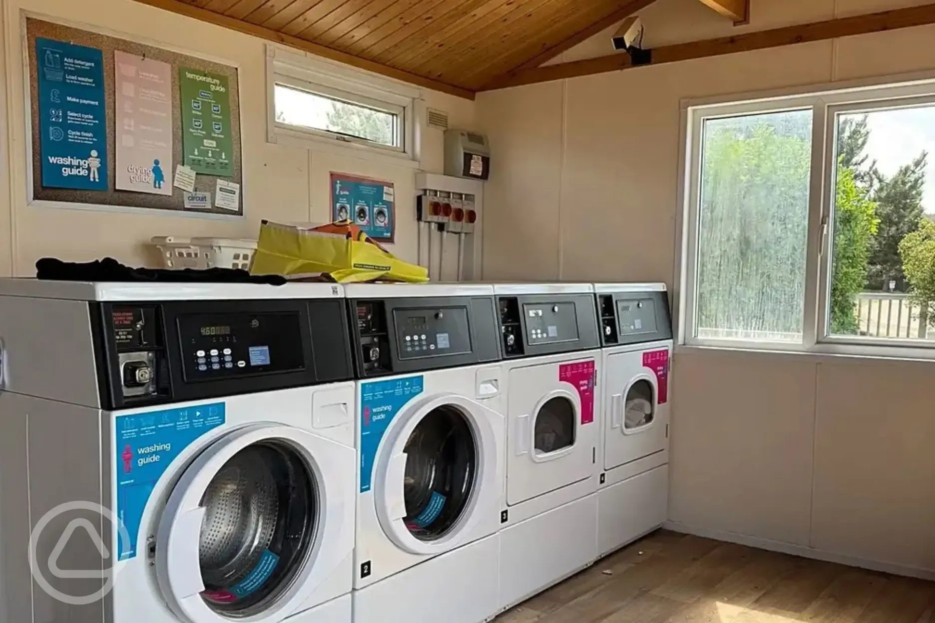 Laundry room facilities with washers and dryers