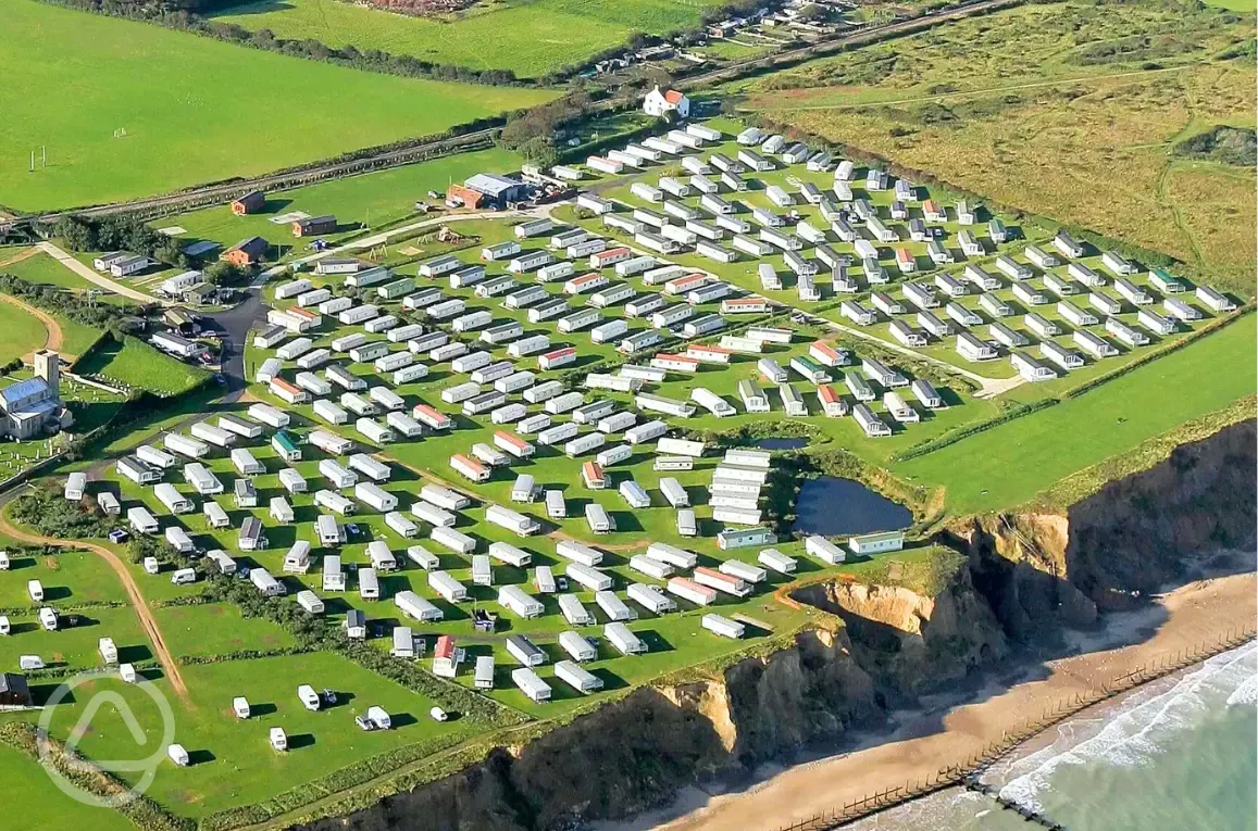 Aerial of the campsite with surrounding countryside