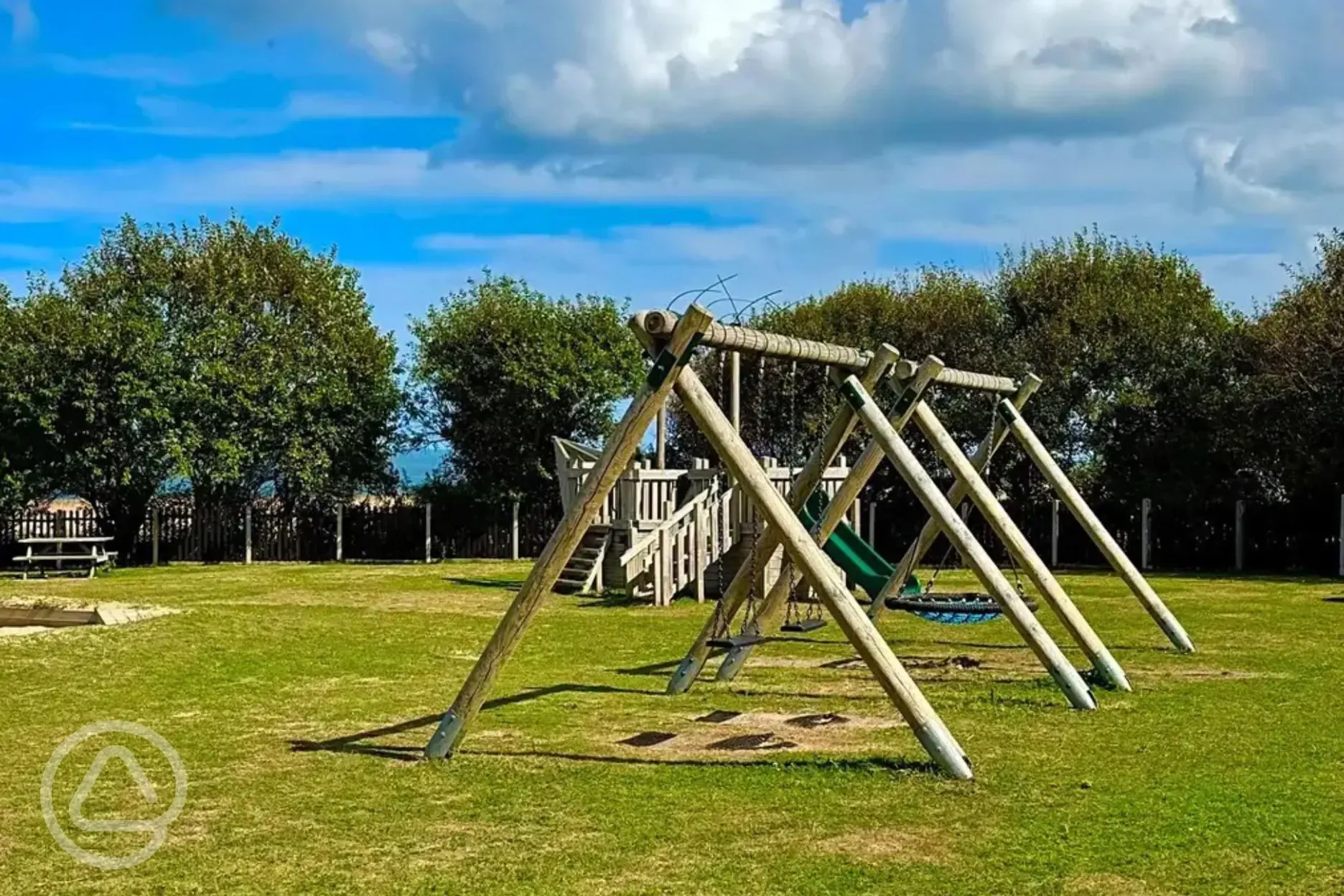 Children's play area with swings